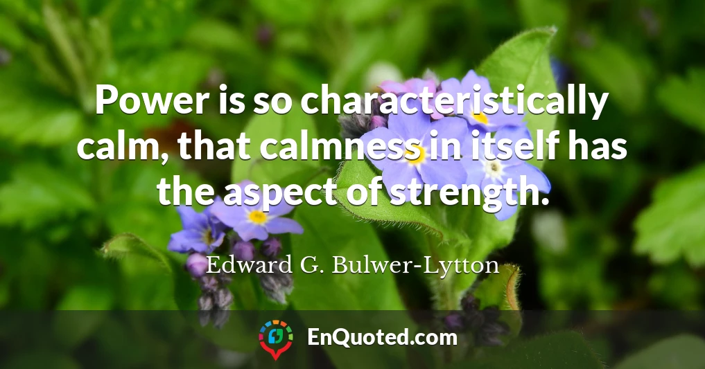 Power is so characteristically calm, that calmness in itself has the aspect of strength.