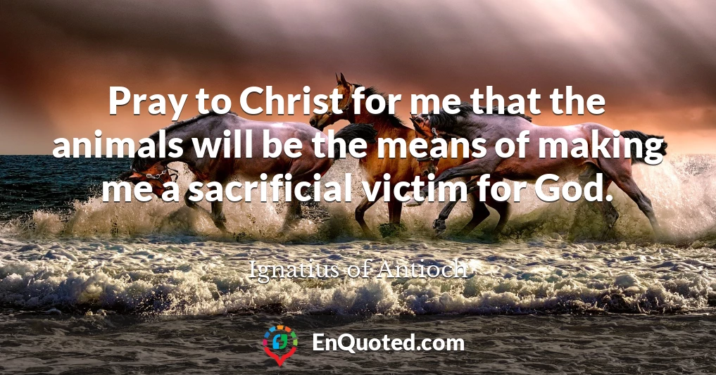 Pray to Christ for me that the animals will be the means of making me a sacrificial victim for God.