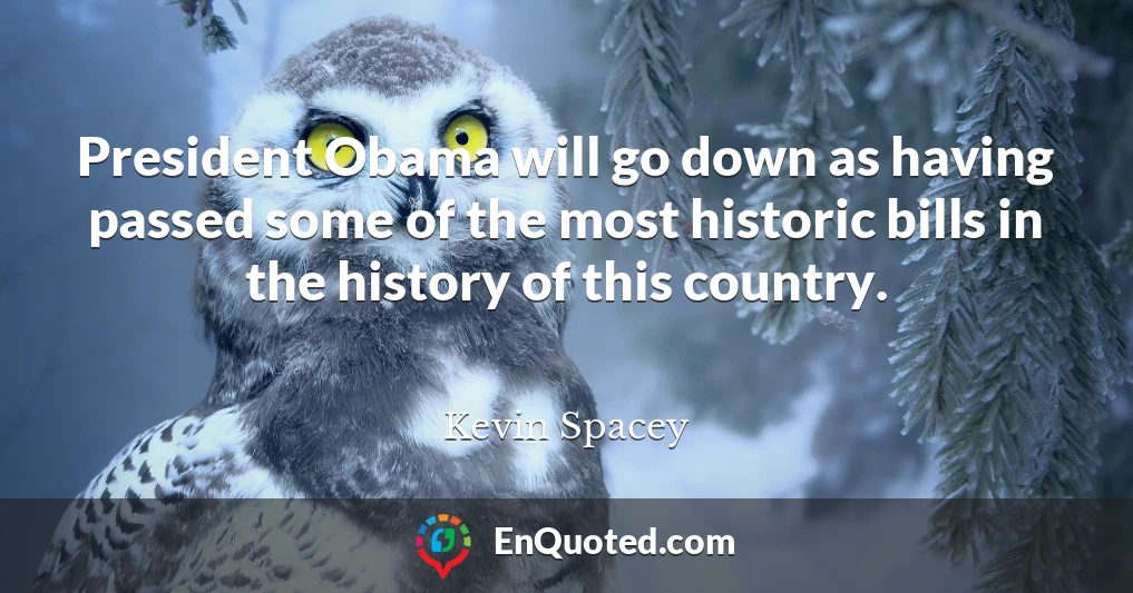 President Obama will go down as having passed some of the most historic bills in the history of this country.