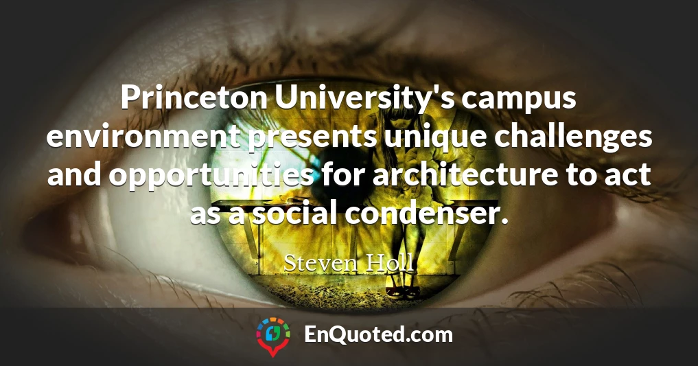 Princeton University's campus environment presents unique challenges and opportunities for architecture to act as a social condenser.