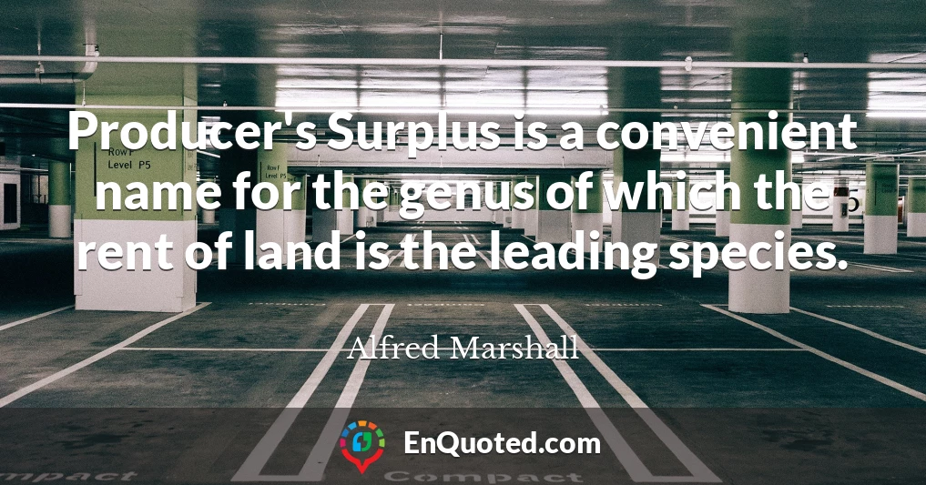 Producer's Surplus is a convenient name for the genus of which the rent of land is the leading species.