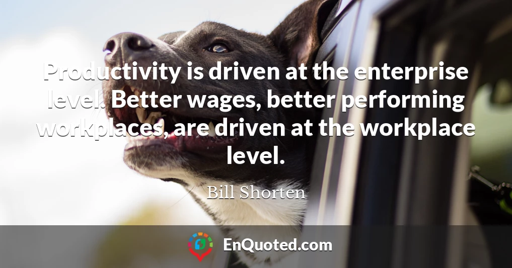 Productivity is driven at the enterprise level. Better wages, better performing workplaces, are driven at the workplace level.