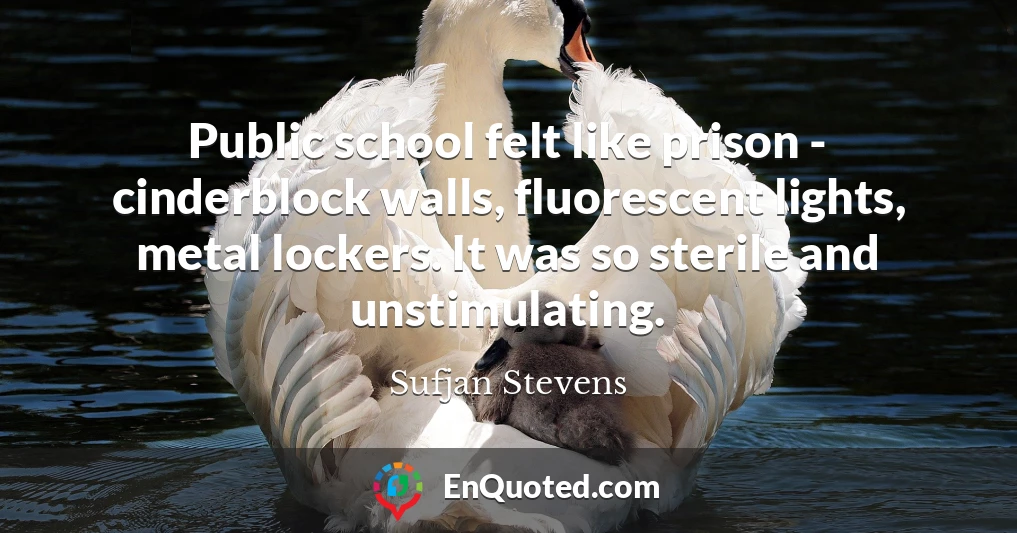Public school felt like prison - cinderblock walls, fluorescent lights, metal lockers. It was so sterile and unstimulating.