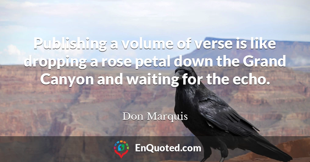 Publishing a volume of verse is like dropping a rose petal down the Grand Canyon and waiting for the echo.