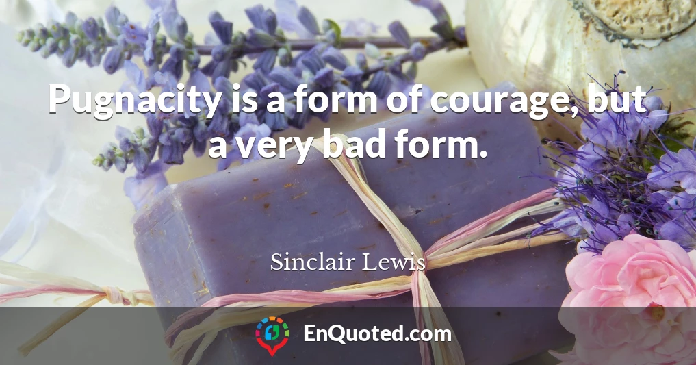 Pugnacity is a form of courage, but a very bad form.
