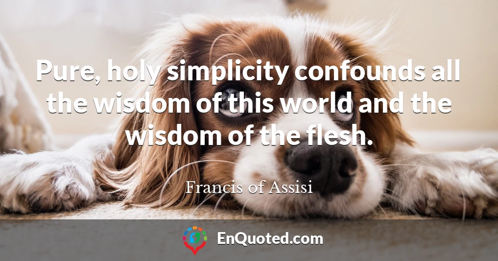 Pure, holy simplicity confounds all the wisdom of this world and the wisdom of the flesh.