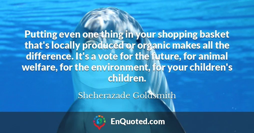 Putting even one thing in your shopping basket that's locally produced or organic makes all the difference. It's a vote for the future, for animal welfare, for the environment, for your children's children.