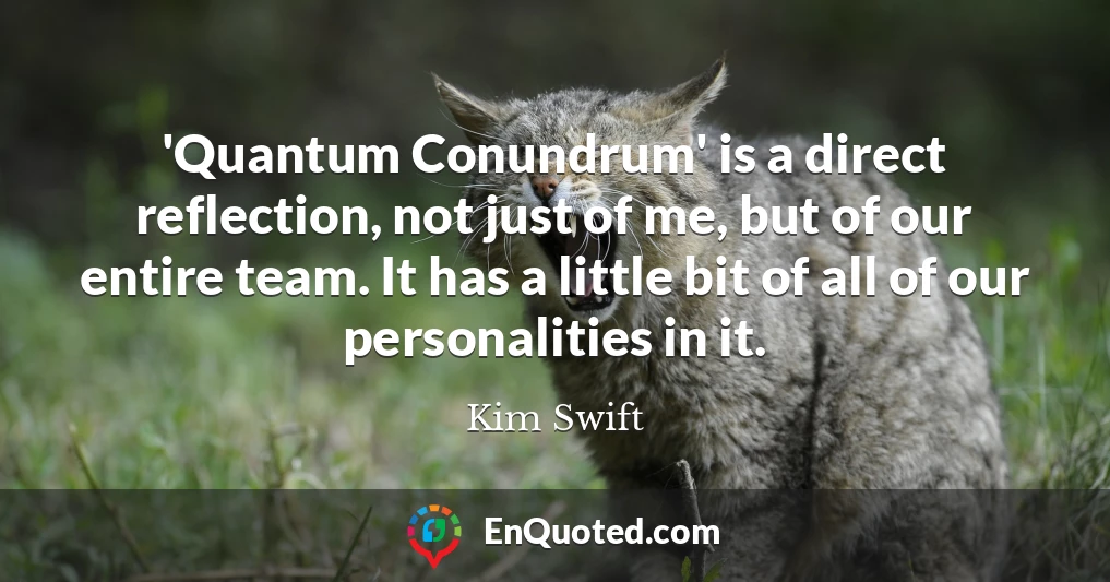 'Quantum Conundrum' is a direct reflection, not just of me, but of our entire team. It has a little bit of all of our personalities in it.