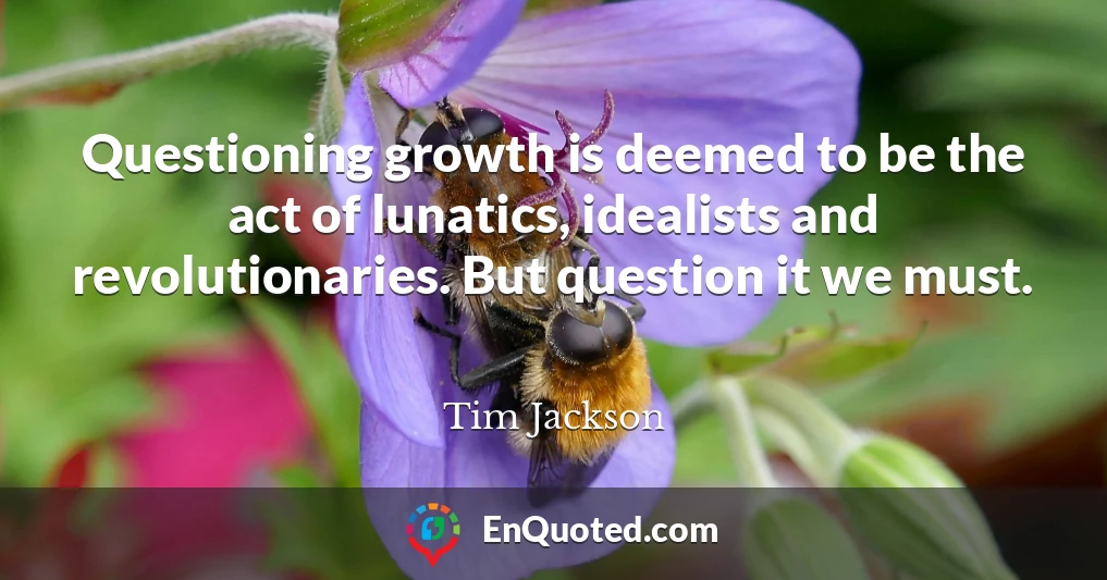 Questioning growth is deemed to be the act of lunatics, idealists and revolutionaries. But question it we must.
