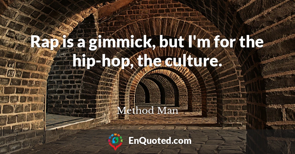 Rap is a gimmick, but I'm for the hip-hop, the culture.