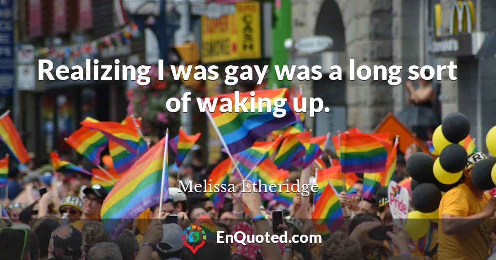 Realizing I was gay was a long sort of waking up.