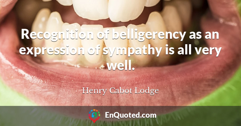 Recognition of belligerency as an expression of sympathy is all very well.
