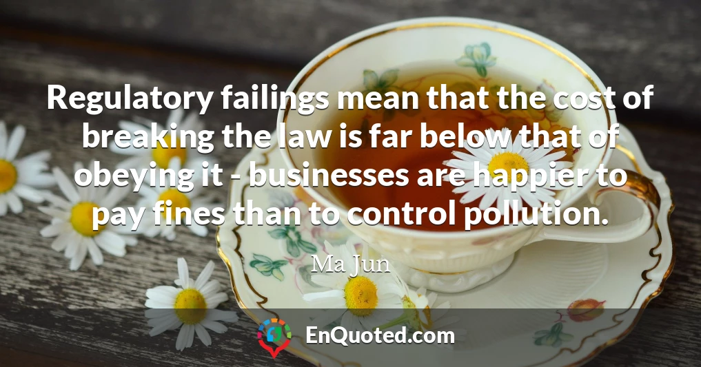 Regulatory failings mean that the cost of breaking the law is far below that of obeying it - businesses are happier to pay fines than to control pollution.