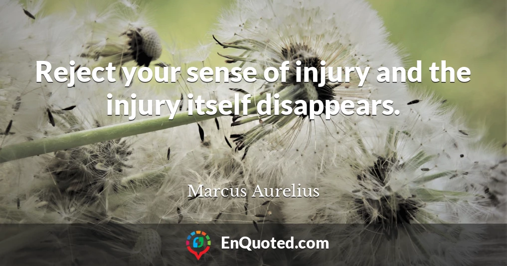 Reject your sense of injury and the injury itself disappears.