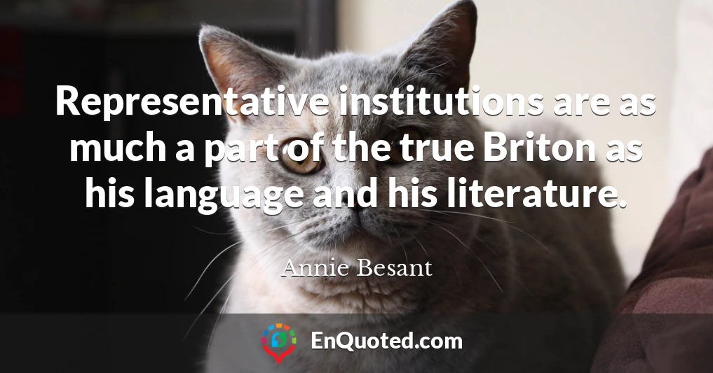 Representative institutions are as much a part of the true Briton as his language and his literature.