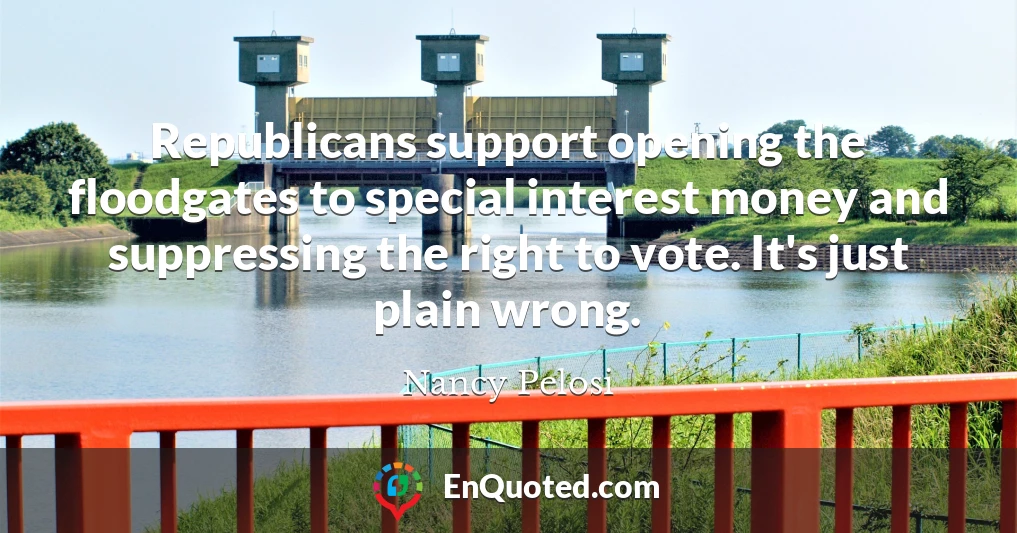Republicans support opening the floodgates to special interest money and suppressing the right to vote. It's just plain wrong.