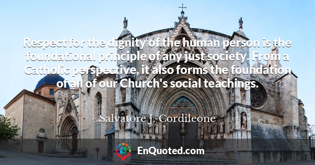 Respect for the dignity of the human person is the foundational principle of any just society. From a Catholic perspective, it also forms the foundation of all of our Church's social teachings.