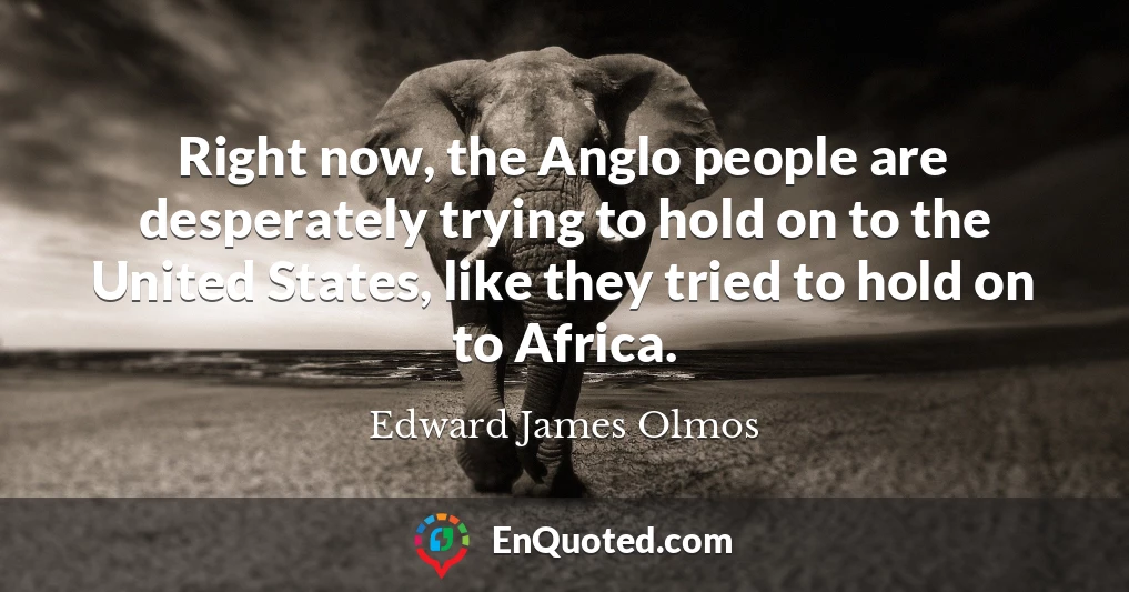 Right now, the Anglo people are desperately trying to hold on to the United States, like they tried to hold on to Africa.