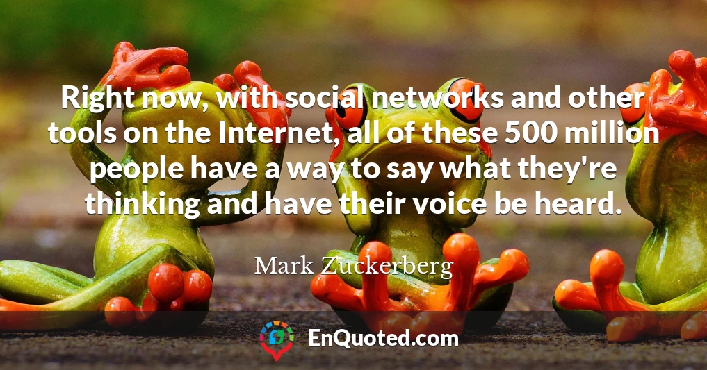 Right now, with social networks and other tools on the Internet, all of these 500 million people have a way to say what they're thinking and have their voice be heard.