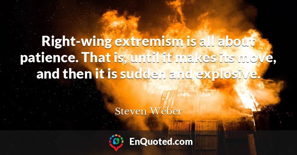 Right-wing extremism is all about patience. That is, until it makes its move, and then it is sudden and explosive.
