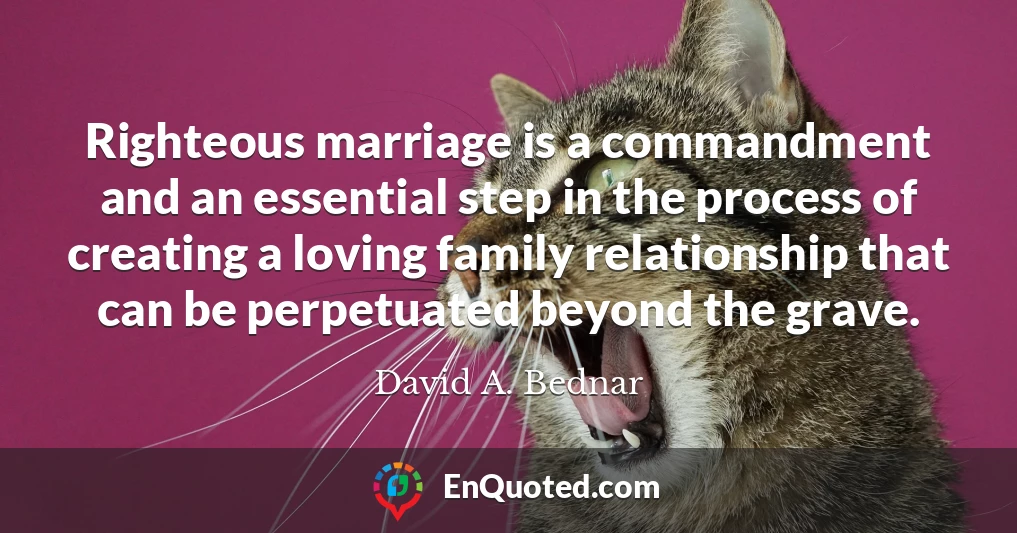 Righteous marriage is a commandment and an essential step in the process of creating a loving family relationship that can be perpetuated beyond the grave.
