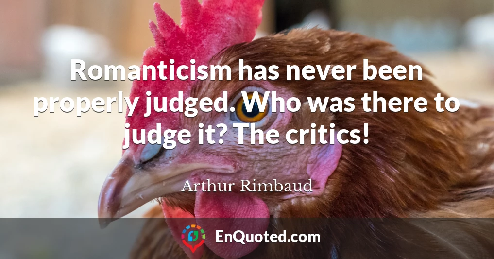 Romanticism has never been properly judged. Who was there to judge it? The critics!