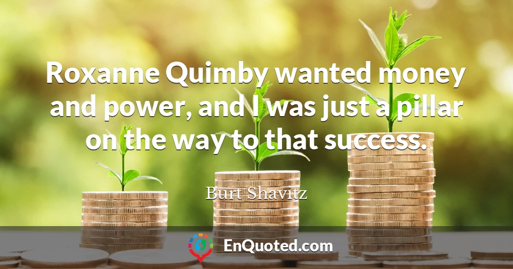 Roxanne Quimby wanted money and power, and I was just a pillar on the way to that success.