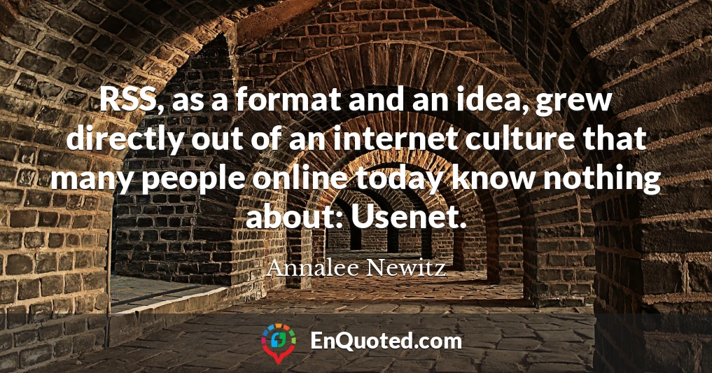RSS, as a format and an idea, grew directly out of an internet culture that many people online today know nothing about: Usenet.