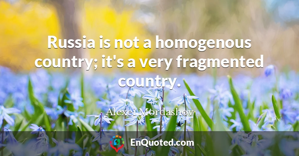 Russia is not a homogenous country; it's a very fragmented country.