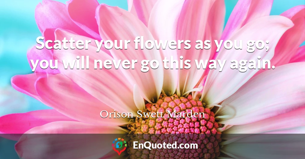 Scatter your flowers as you go; you will never go this way again.