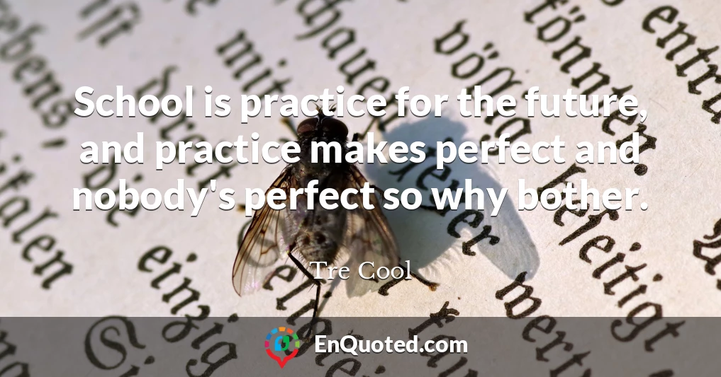 School is practice for the future, and practice makes perfect and nobody's perfect so why bother.