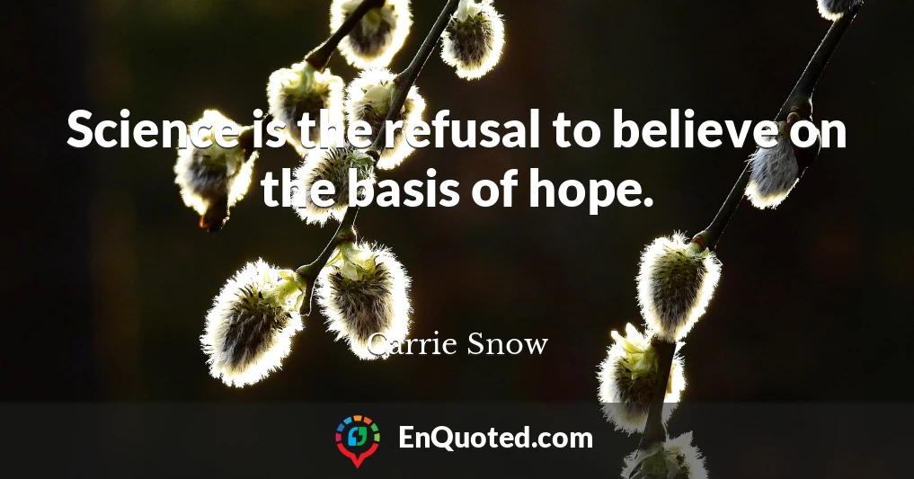 Science is the refusal to believe on the basis of hope.