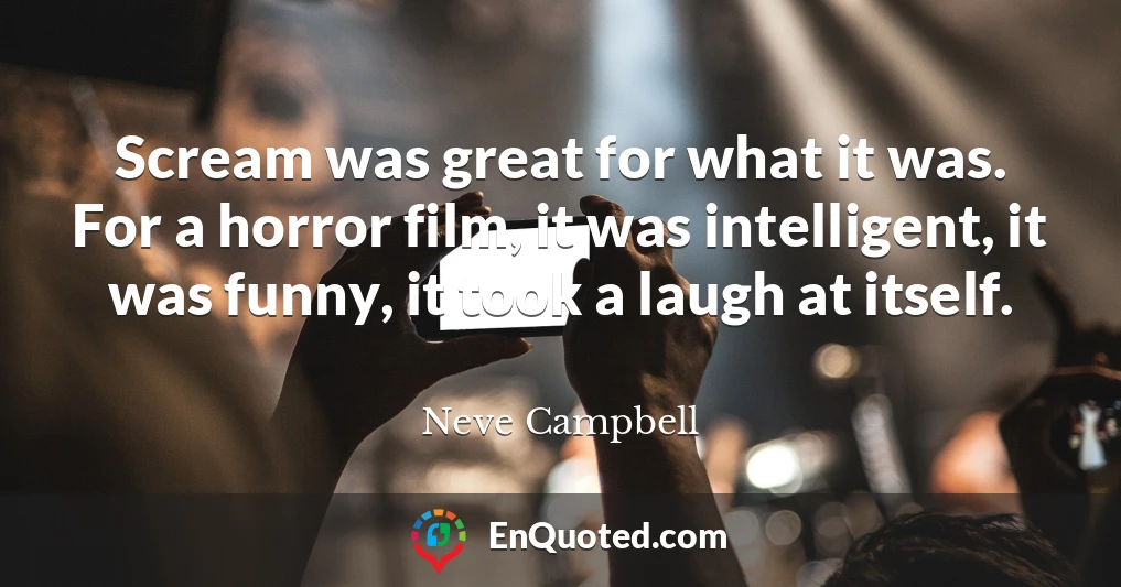 Scream was great for what it was. For a horror film, it was intelligent, it was funny, it took a laugh at itself.