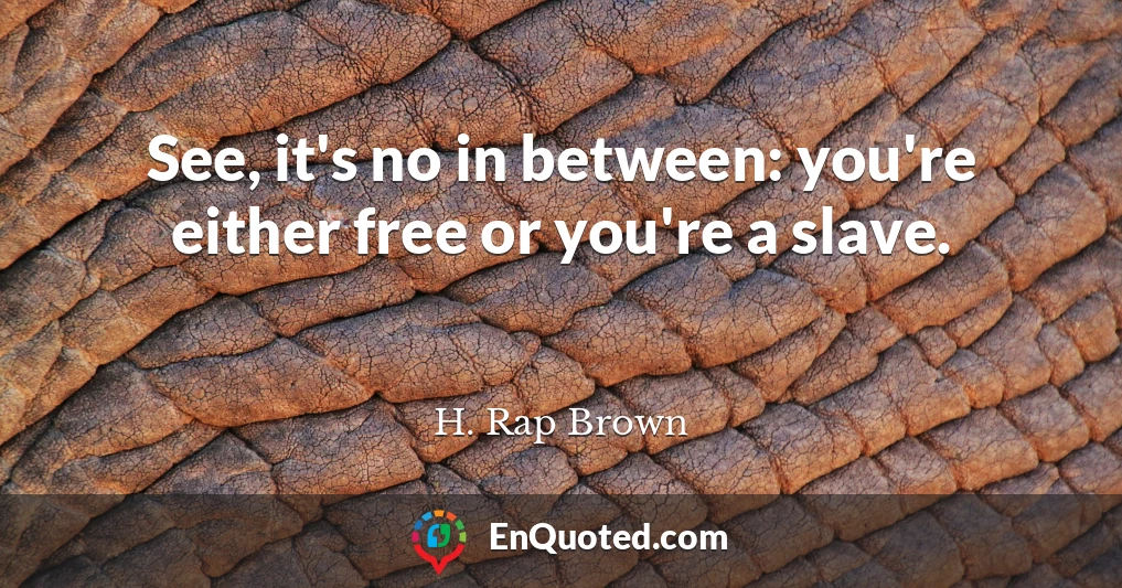 See, it's no in between: you're either free or you're a slave.