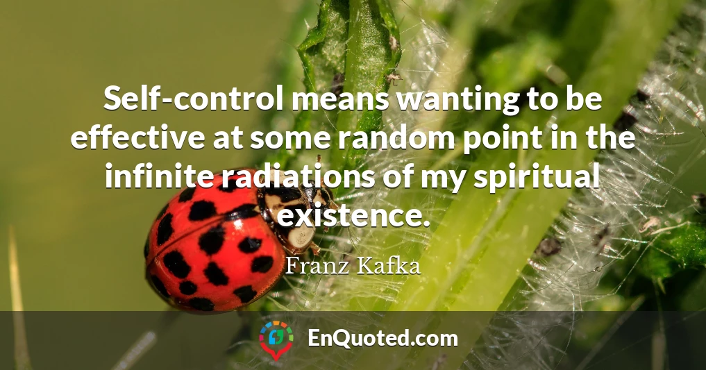 Self-control means wanting to be effective at some random point in the infinite radiations of my spiritual existence.