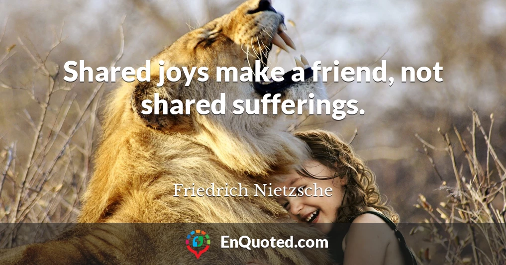 Shared joys make a friend, not shared sufferings.