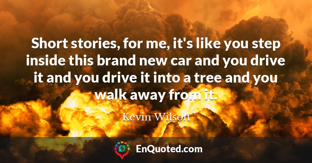 Short stories, for me, it's like you step inside this brand new car and you drive it and you drive it into a tree and you walk away from it.