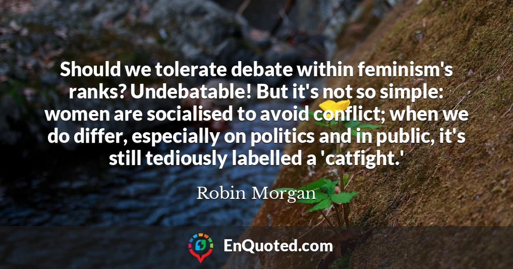 Should we tolerate debate within feminism's ranks? Undebatable! But it's not so simple: women are socialised to avoid conflict; when we do differ, especially on politics and in public, it's still tediously labelled a 'catfight.'