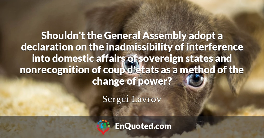 Shouldn't the General Assembly adopt a declaration on the inadmissibility of interference into domestic affairs of sovereign states and nonrecognition of coup d'etats as a method of the change of power?