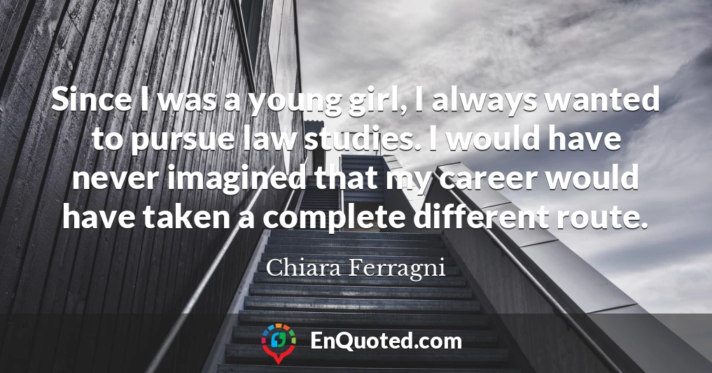 Since I was a young girl, I always wanted to pursue law studies. I would have never imagined that my career would have taken a complete different route.