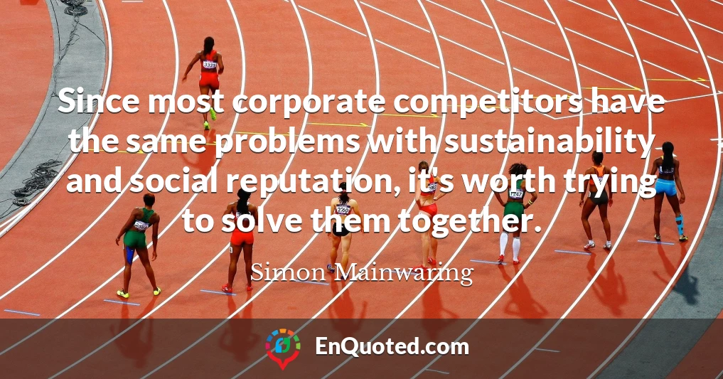 Since most corporate competitors have the same problems with sustainability and social reputation, it's worth trying to solve them together.