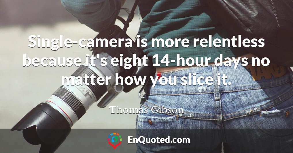 Single-camera is more relentless because it's eight 14-hour days no matter how you slice it.