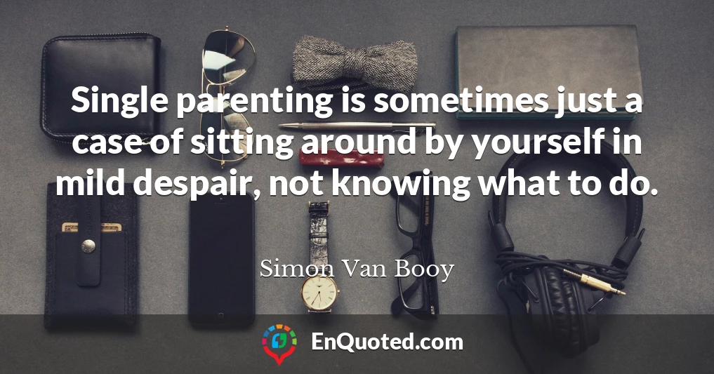 Single parenting is sometimes just a case of sitting around by yourself in mild despair, not knowing what to do.