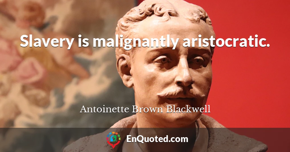 Slavery is malignantly aristocratic.