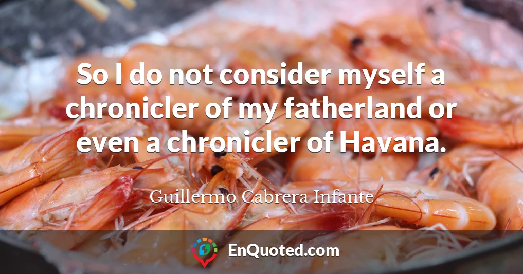 So I do not consider myself a chronicler of my fatherland or even a chronicler of Havana.