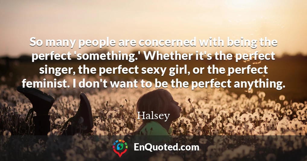 So many people are concerned with being the perfect 'something.' Whether it's the perfect singer, the perfect sexy girl, or the perfect feminist. I don't want to be the perfect anything.