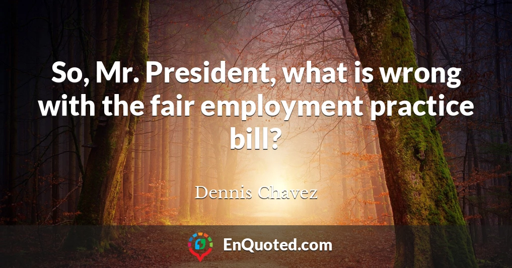 So, Mr. President, what is wrong with the fair employment practice bill?