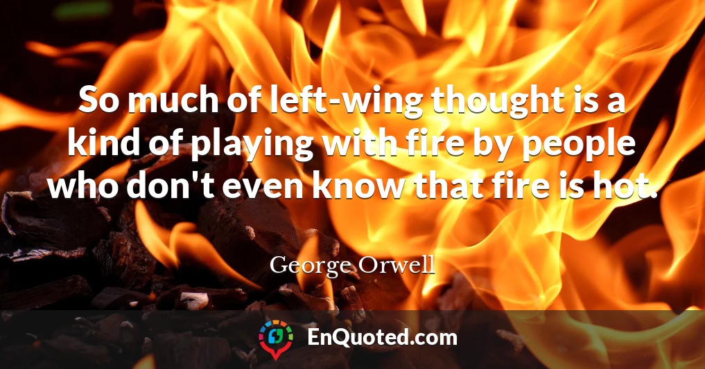 So much of left-wing thought is a kind of playing with fire by people who don't even know that fire is hot.