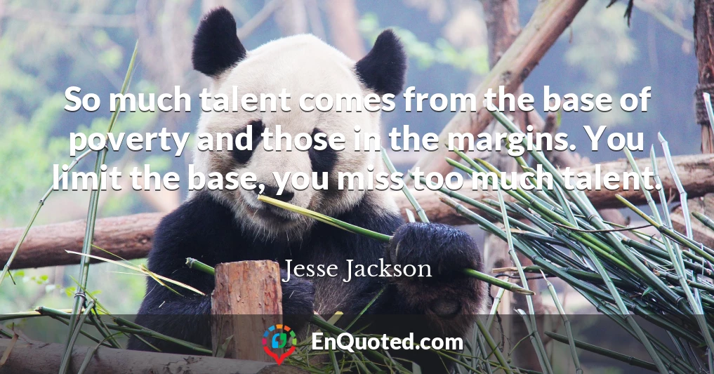 So much talent comes from the base of poverty and those in the margins. You limit the base, you miss too much talent.