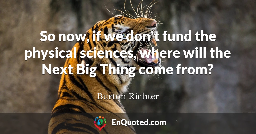 So now, if we don't fund the physical sciences, where will the Next Big Thing come from?